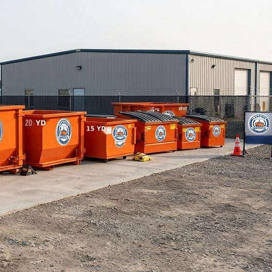 Lansing Dumpster Co roll-off containers at the yard