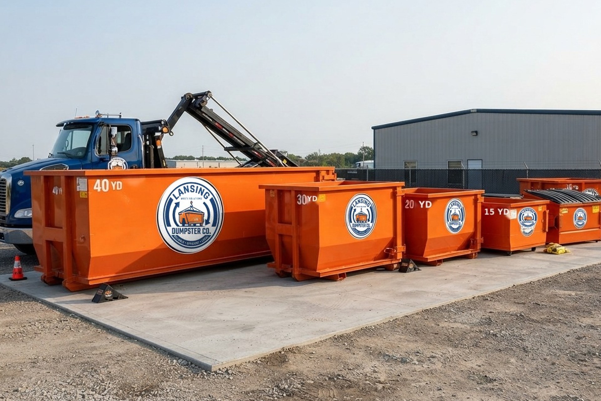 Peter, Lansing Dumpster Co operations director, at the company yard